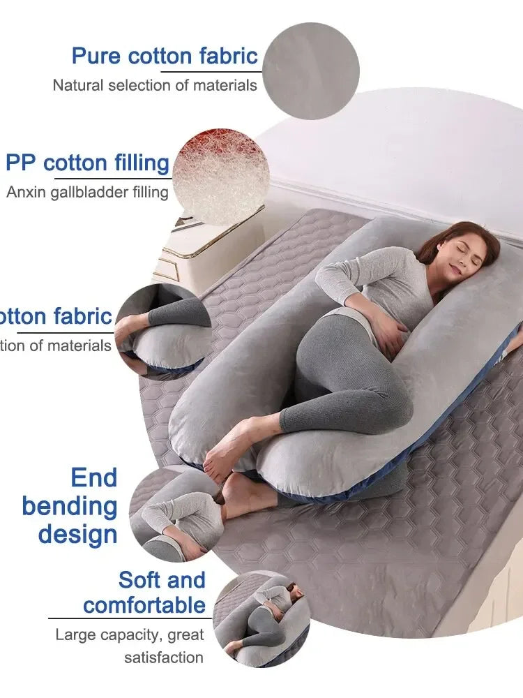 Multifunctional Pregnant Women's Pillow Side Lying Pillow Pure Cotton Detachable and Washable U-shaped Napping Pillow Cushion