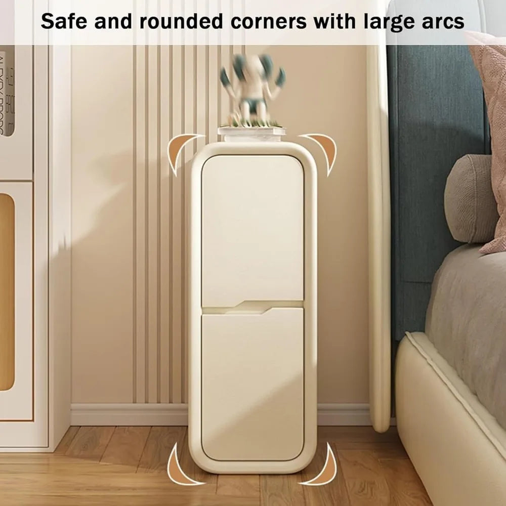 Compact Drawer Nightstand in Solid Wood with PU Finish, Minimalist Bedside Table, Space-Saving Nightstand, Petite End Table