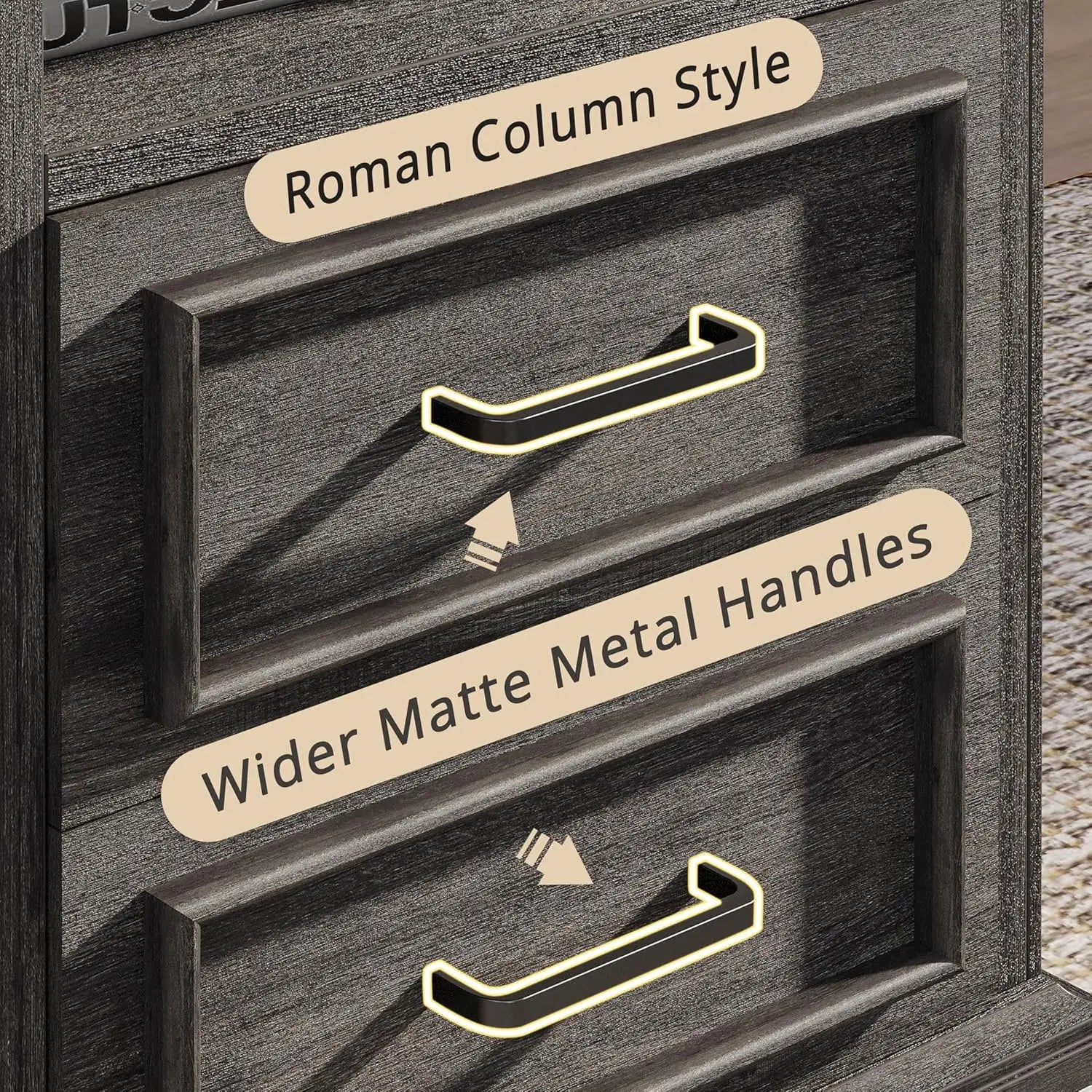 LIKIMIO Farmhouse Nightstand with Storage Drawers & Open Shelf, Small and Tables Living Room,Rustic Wood Side Tables for Bedroom