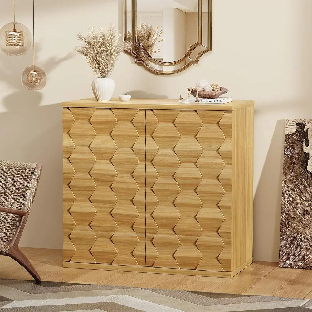 2-Pack Modern Sideboard Console Tables with Doors and Shelves, 31.5 Buffet Cabinet for Dining, Kitchen, Living Room, and Entrywa