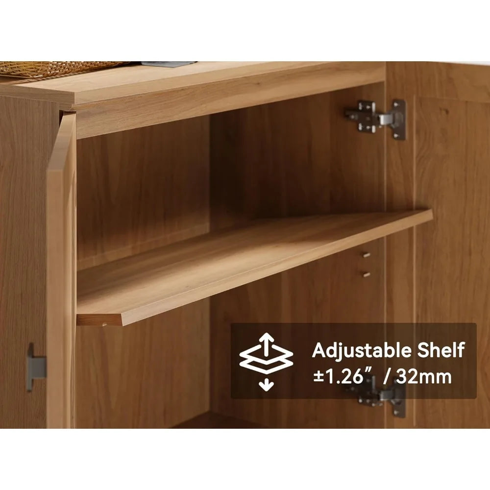 Entertainment Center with Bookshelves for TVs up to 75", Farmhouse Wall Unit TV Stand with Doors, Media Console Table for Living