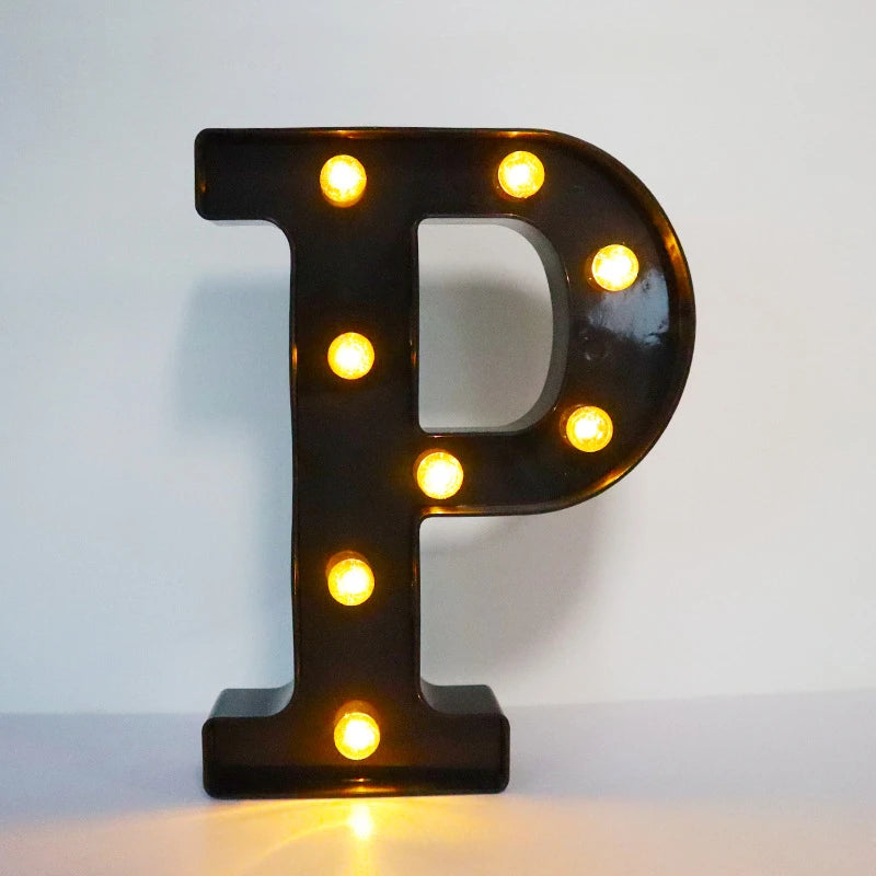 22cm Letters with Led Light Black Alphabet Letter Number Night Light Home Christmas Decoration Birthday Supplies Room Decoration