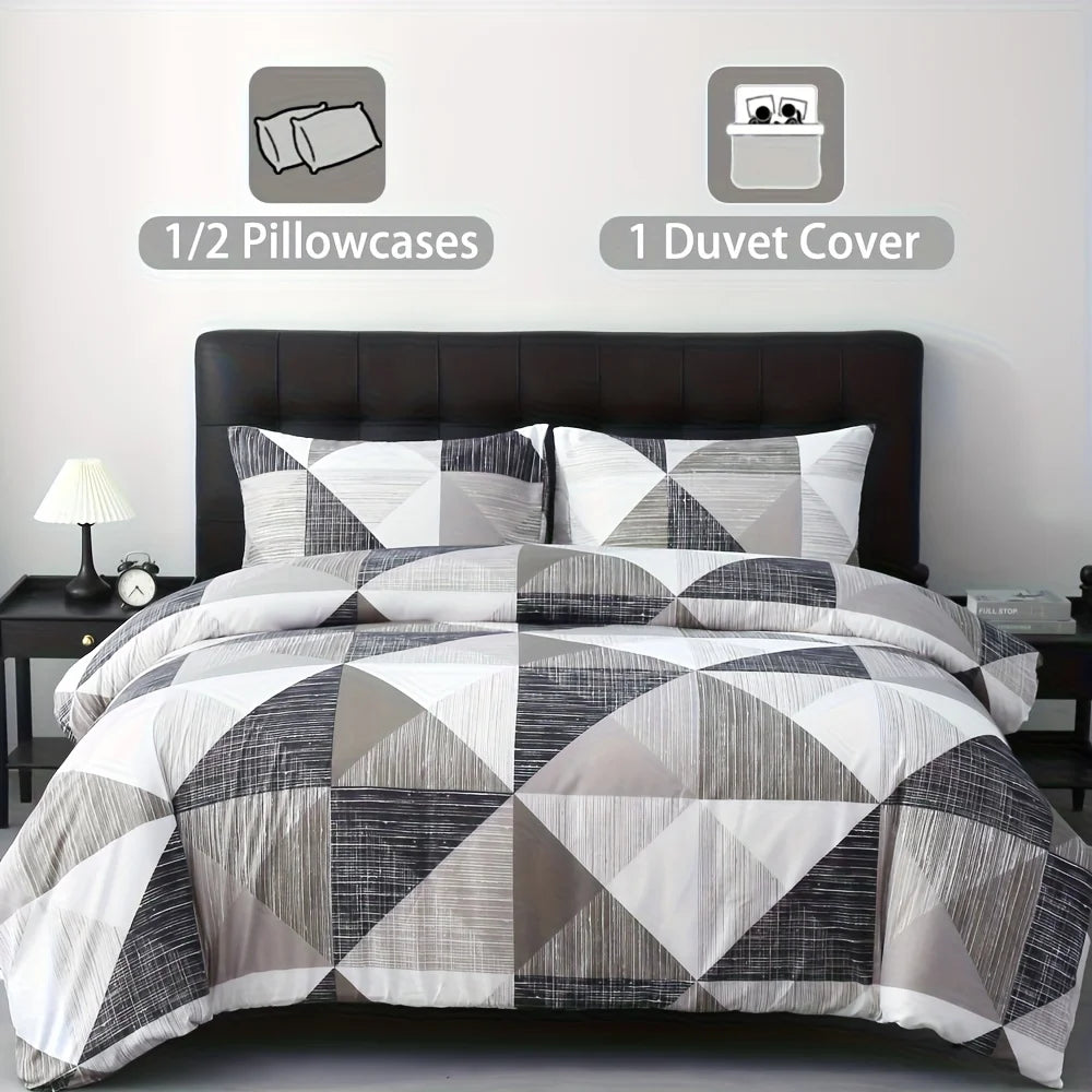 2/3pcs Abstract Printed Polyester Soft and Breathable Duvet Cover Set, 1 Quilt Cover + 1/2 Pillowcases (No Sheet Included)