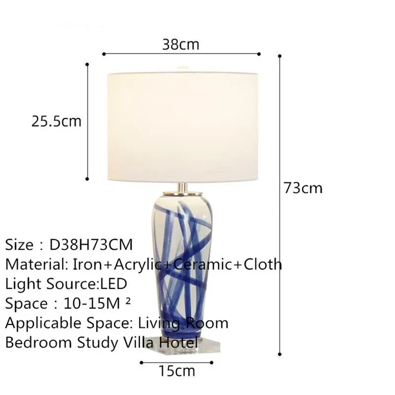 Contemporary Luxury Ceramic Table Lamp LED American Creativity Living Room Bedroom Study Villa Hotel Bedside Desk Light