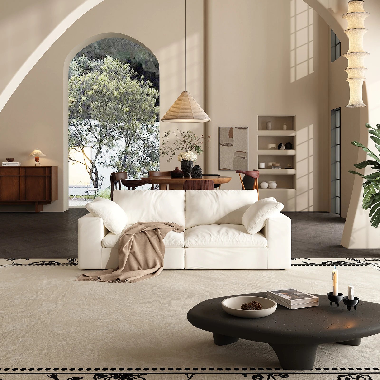 Comfy Cloud Couch 120'' Modern Sectional Sofa for Living Room Down Filled Couch with Ottoman U Shaped 5 Seater Convertible Sofa