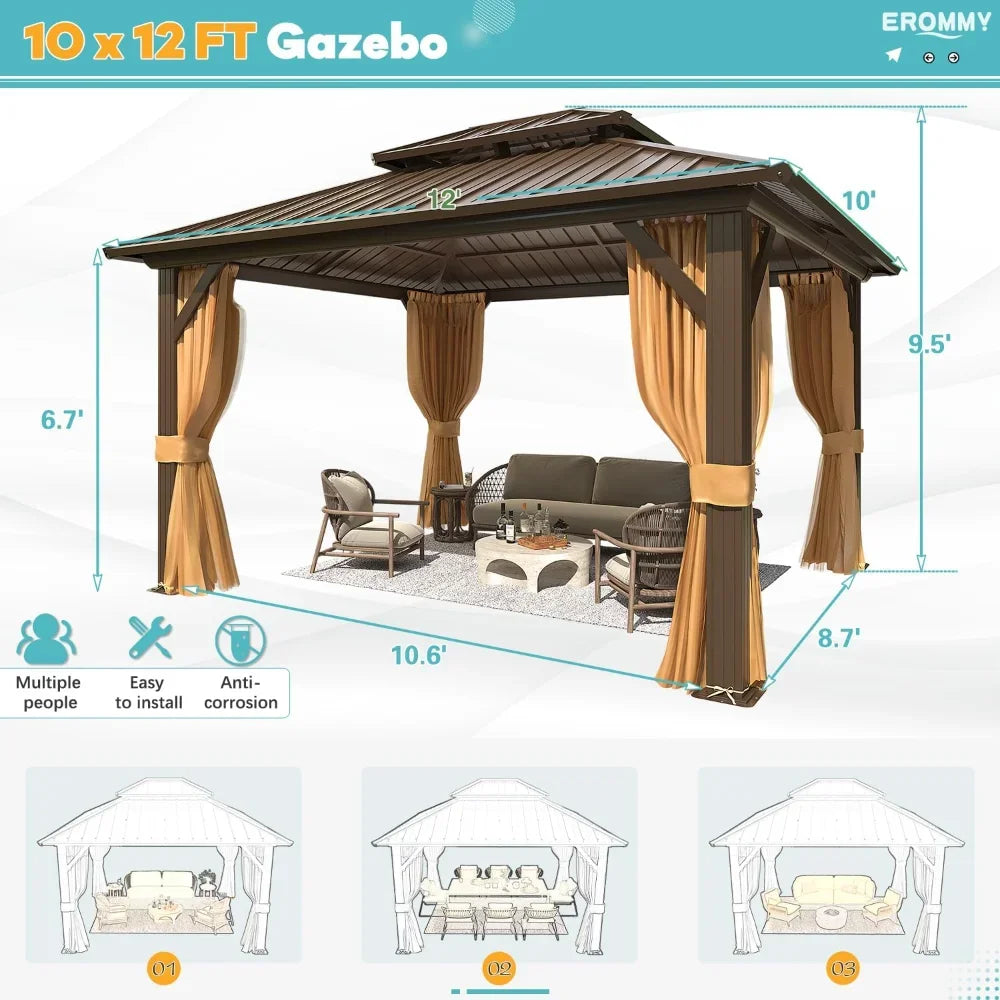 Hardtop Gazebo – 10 ft × 12 ft Aluminum Frame Pavilion