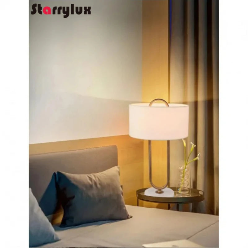 Marble Bedside Table Light Nordic Minimalist Style Luxury Hotel Model House Study  Living Room Decor Lamps