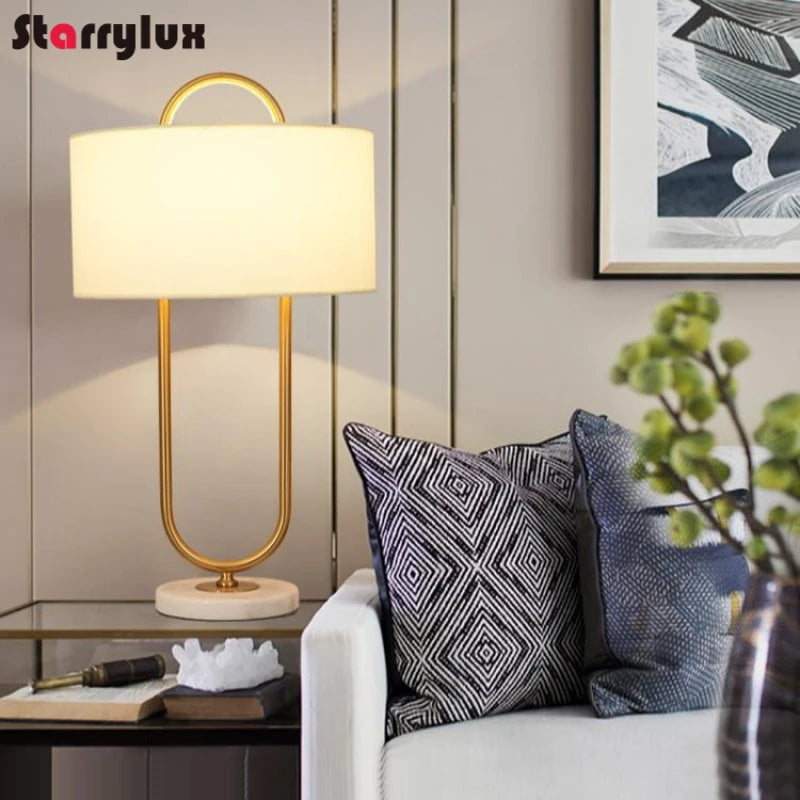 Marble Bedside Table Light Nordic Minimalist Style Luxury Hotel Model House Study  Living Room Decor Lamps