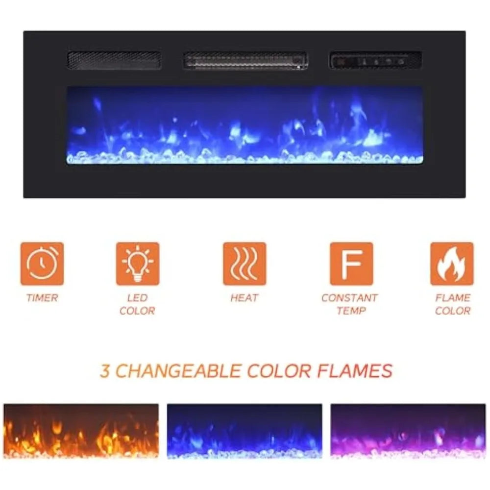 Modern Floating TV Stand with Electric Fireplace, Media Console for TVs up to 80",Wooden Entertainment Center with 36" Fireplace