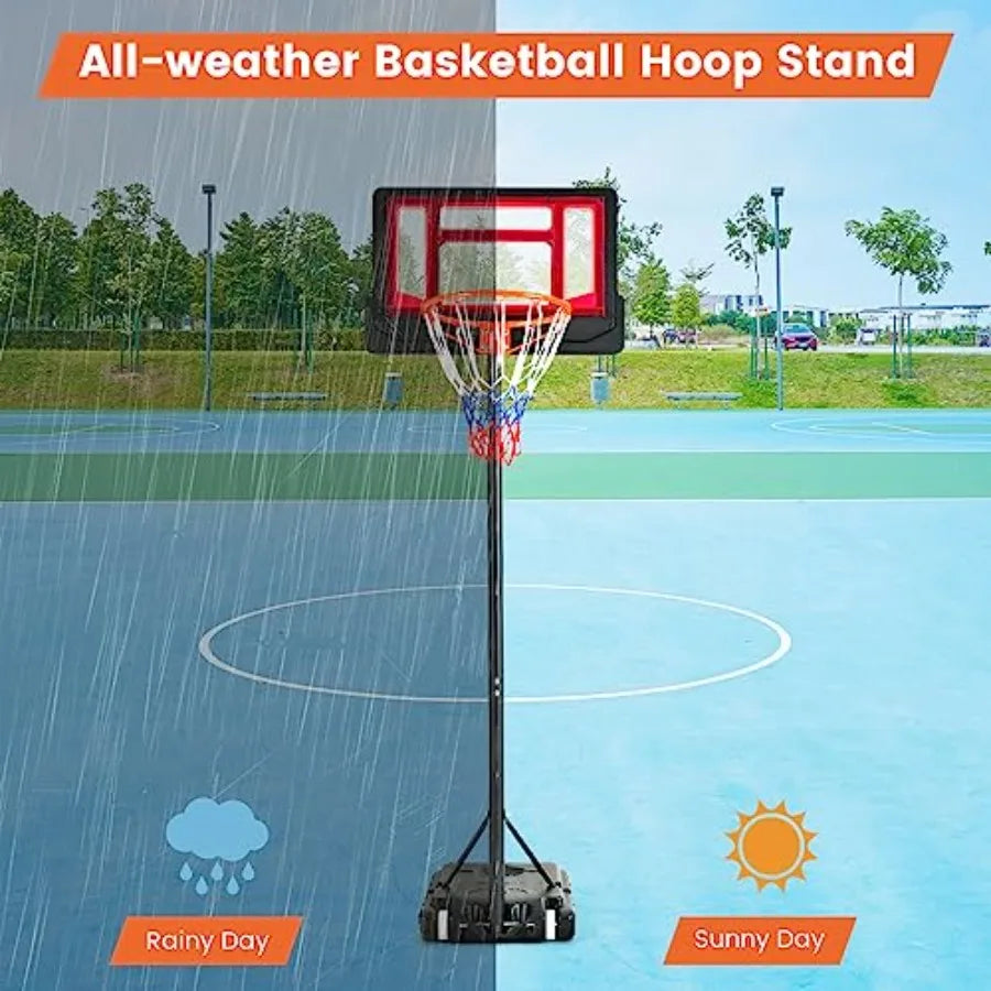 Adjustable Portable Basketball Hoop – 4.3–8.2 FT Goal System with Shatterproof Backboard