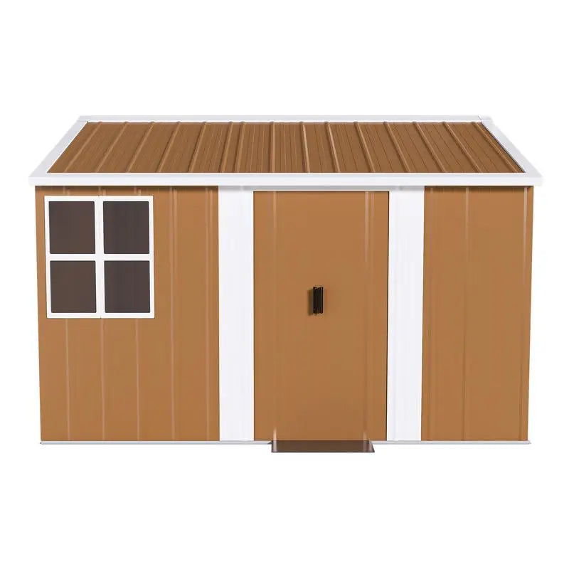 Heavy-Duty 8x10 Ft Metal Storage Shed with Windows and Lockable Door, Weatherproof Outdoor Garden Shed with Ventilation for