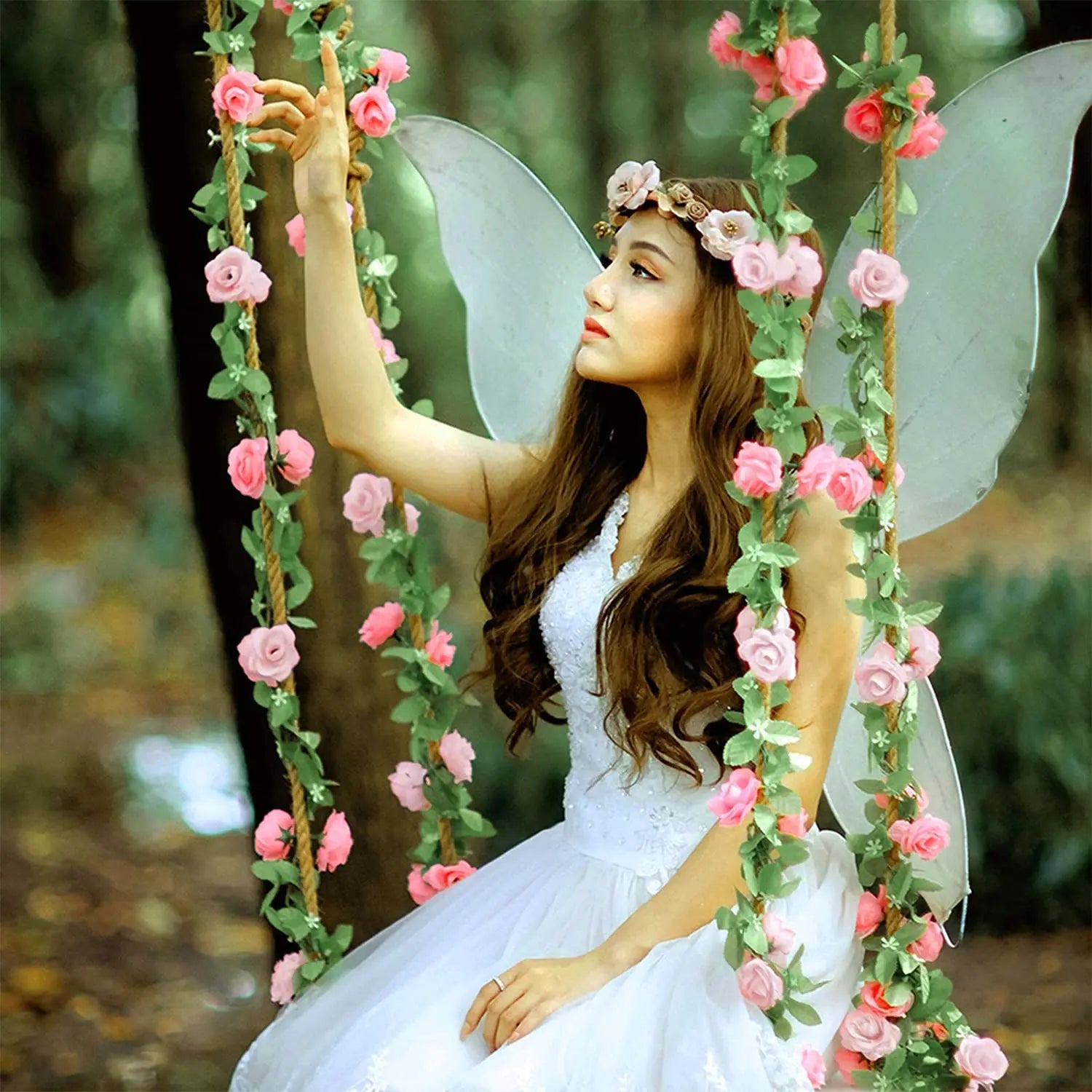 6Pcs Fake Rose Vine Flowers Artificial Flower Home Hotel Wedding Party Garden Art Decor Garden DIY Arrangement Decoration Purple