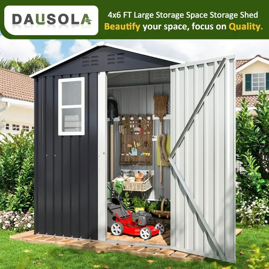 6x4 FT Outdoor Storage Shed with Upgraded Frame Structure Lockable Doors and Ventilated Windows Perfect for Backyard Garden Pat