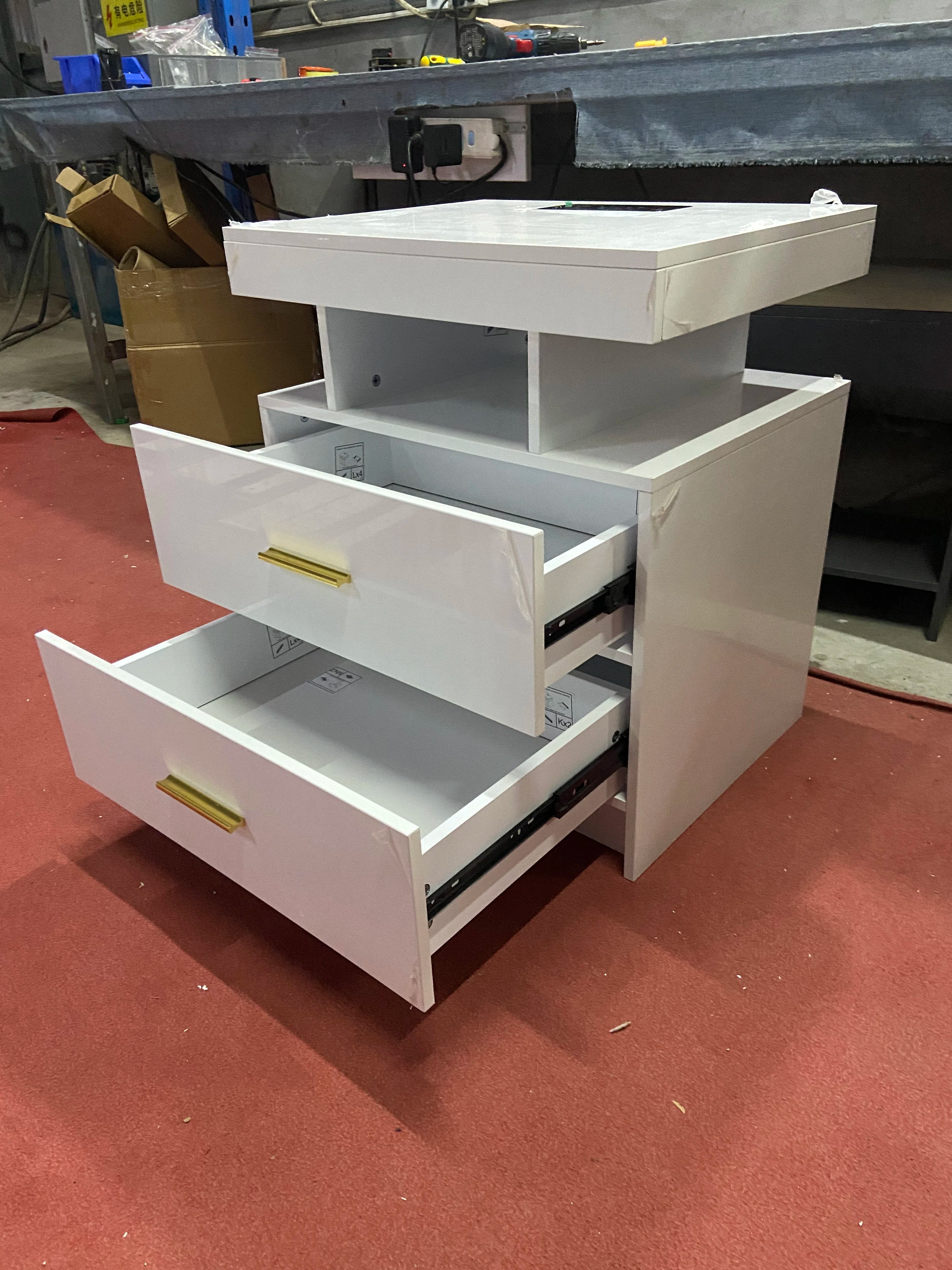 JDPAG LED Nightstand, RGB Black Night Stand with USB/Wireless Charging Station, Modern Bedside Table has Auto Sensor RGB Lights