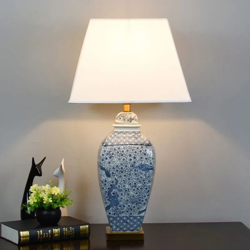 ELARA Contemporary Blue CeramicTable Lamp Luxury Creativity Living Room Bedroom Study Hotel engineering Desk Light