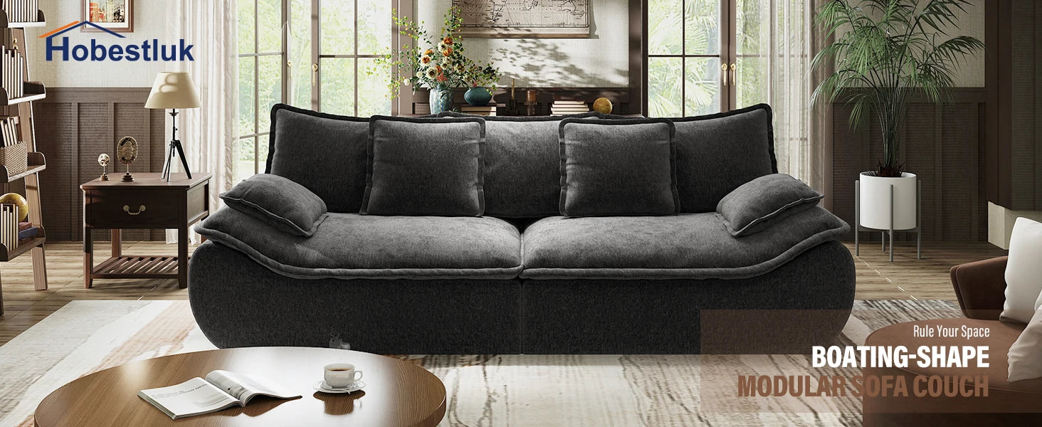 Sofa Couches 2-Seater Modular Sectional Sofa, 89''Comfy Loveseat with Throw, Deep Seat Small Sofa for Small Space