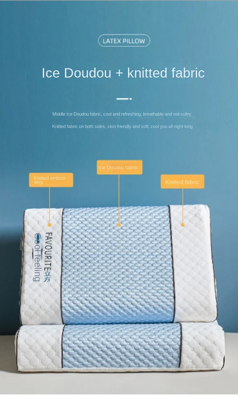Ice coolingTechnology Thai Natural Latex Pillow Slow Rebound Health Care Memory Foam Pillow Orthopedic Pillow Neck Protector 1PC
