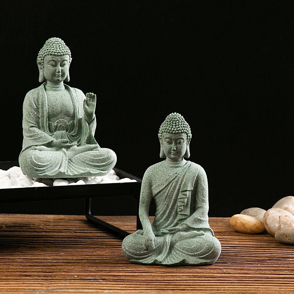 Buddha Statue Fish Tank Decoration Mini Buddhism Figurine Desk Topper Tablescape Decor Home Zen Statue