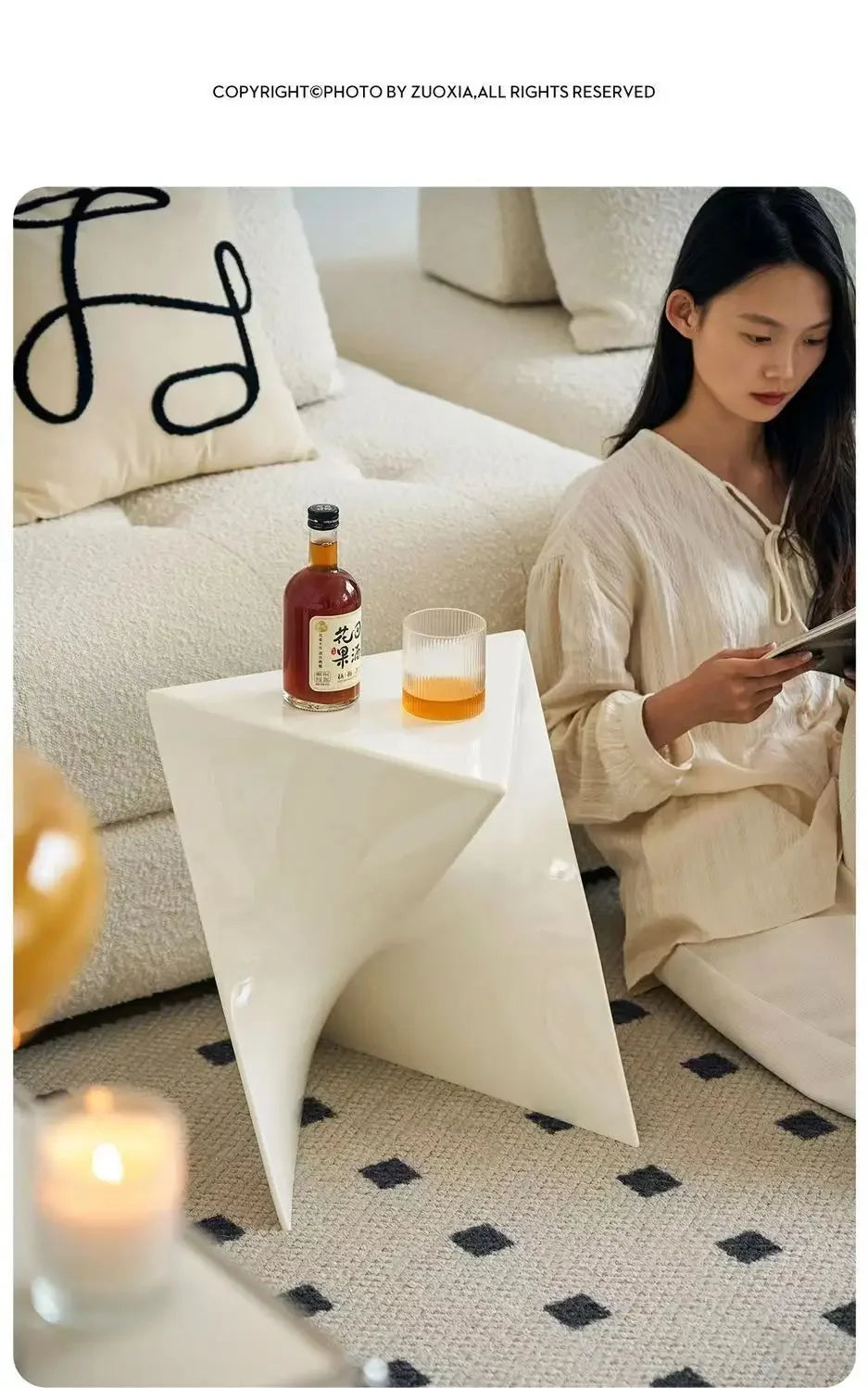 Light Luxury Coffee Table for Home, Transparent Acrylic Sofa Side Table, Designer Small Apartment Simple Bedside Table