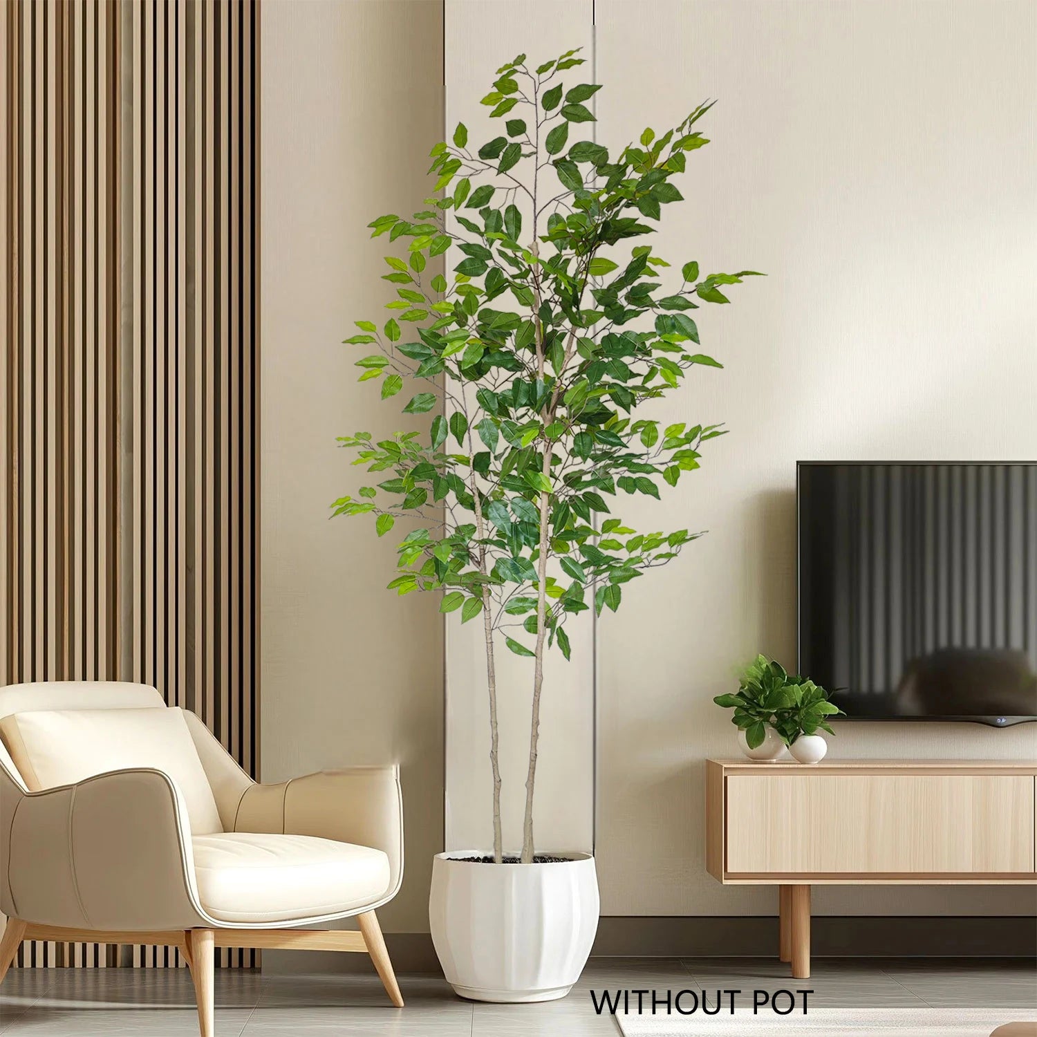 120-210CM Artificial Ficus Banyan Tree with Plastic Pot morden Indoor ornament fake plant for home Room Garden Party store decor