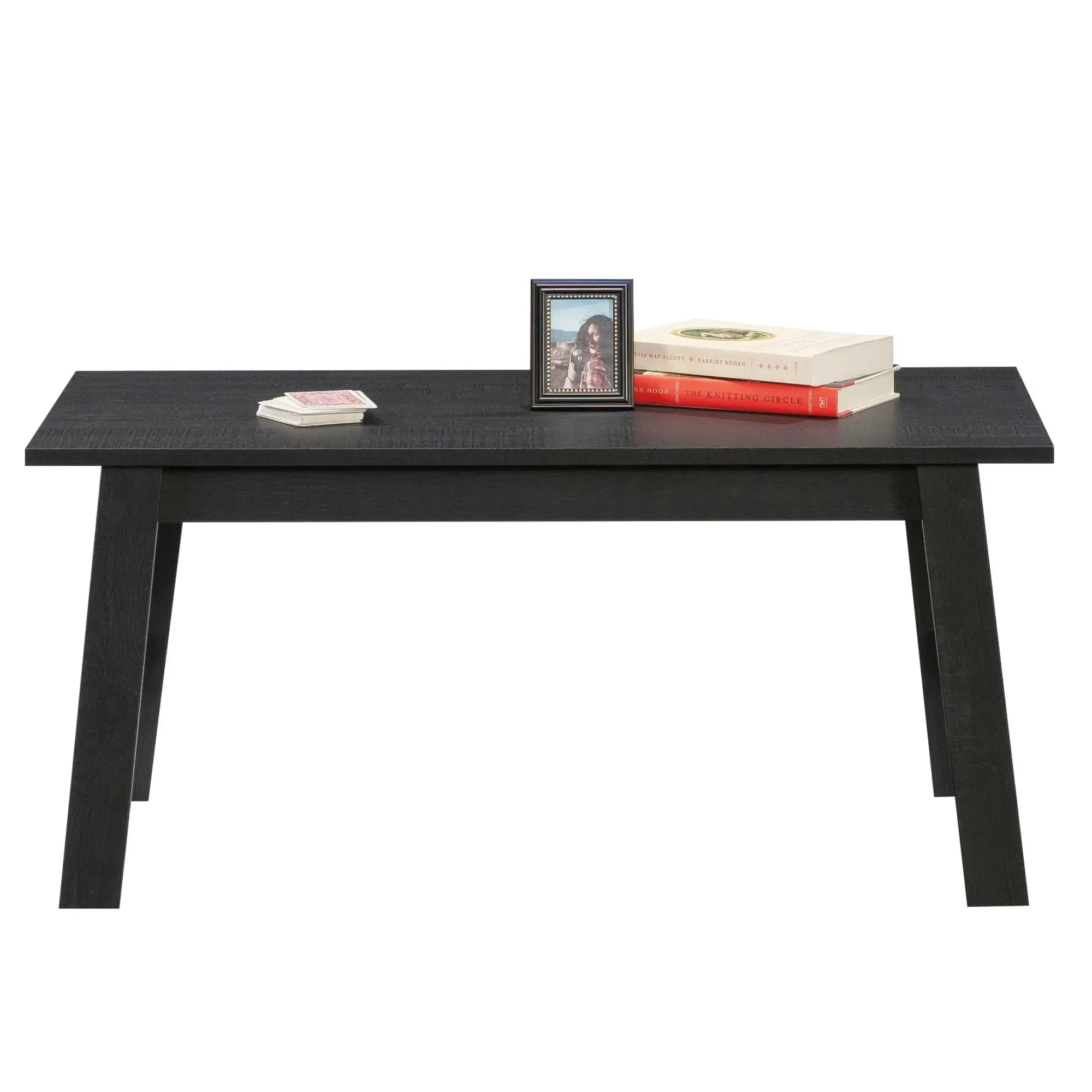 Modern Rectangular Black Wood Coffee Table – Sturdy Sofa Table for Living Room, Farmhouse & Apartment Décor