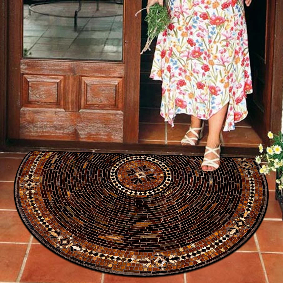 Entrance Door Mat Semi-circular Carpet Outdoor Rug Modern Art Style Rugs Garden Home Decorative Floor Mats Alfombra De Entrada