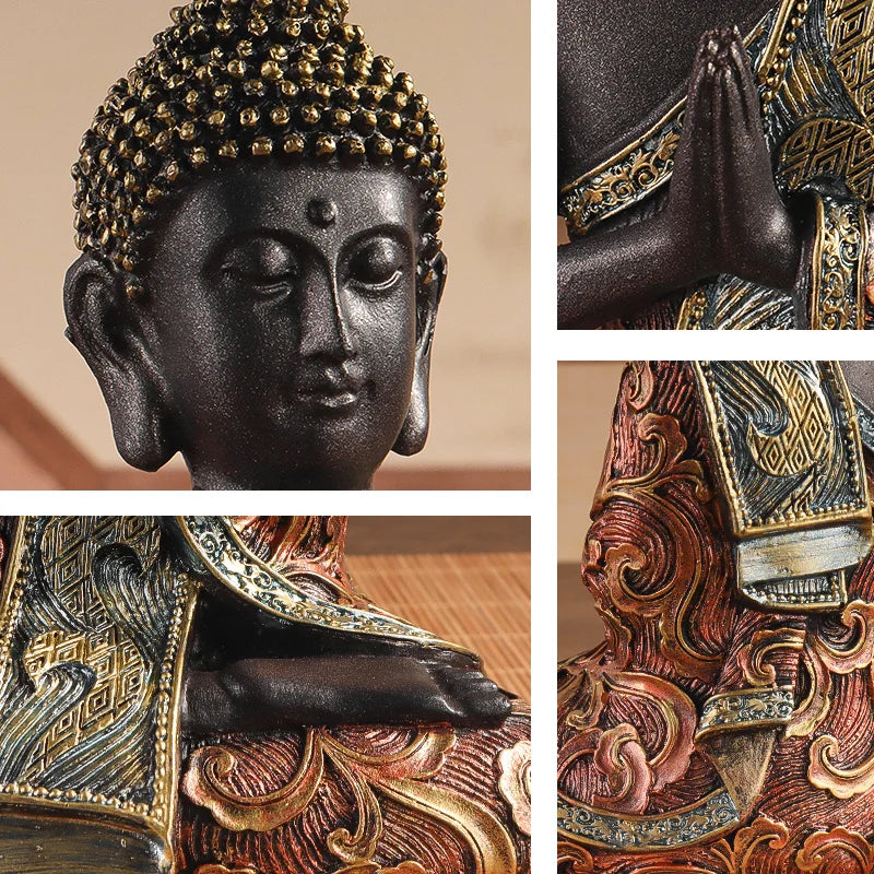 Exquisite Sitting Buddha Statue Sculpture, Religious Artwork Craft, Home Decor Piece, Living Room, Entrance Hall,Office Ornament