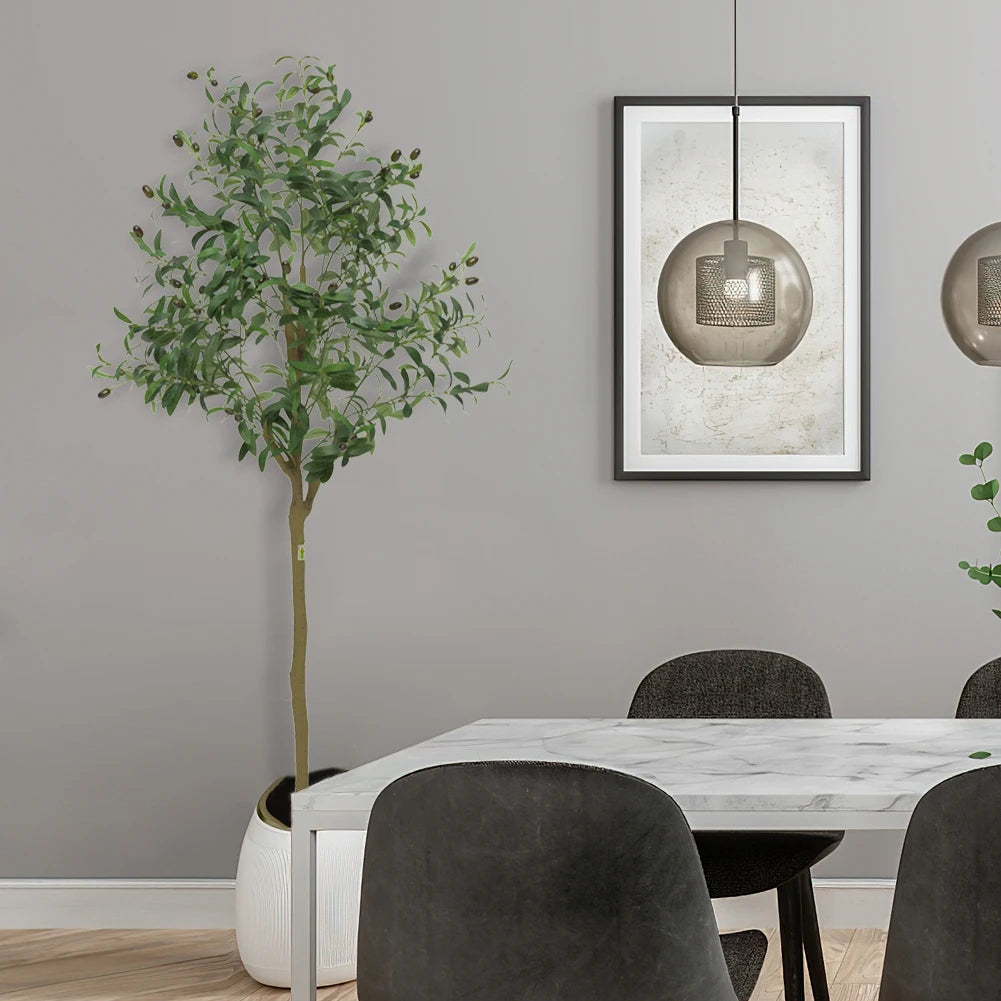 Artificial Olive Tree Faux Olive Tree 5ft/6ft/7ft Tall Artificial Tree Indoor Outdoor Potted Artificial Plants for Home Office