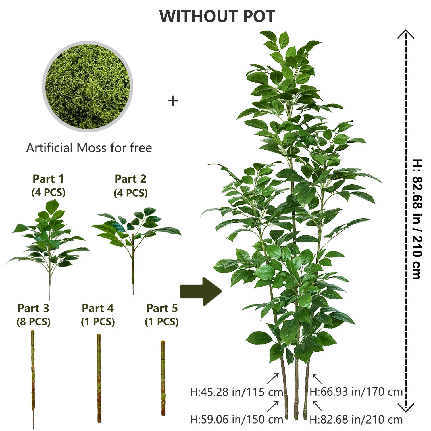 Artificial Green Tree – Realistic Touch Indoor & Outdoor Décor (105–240 cm)