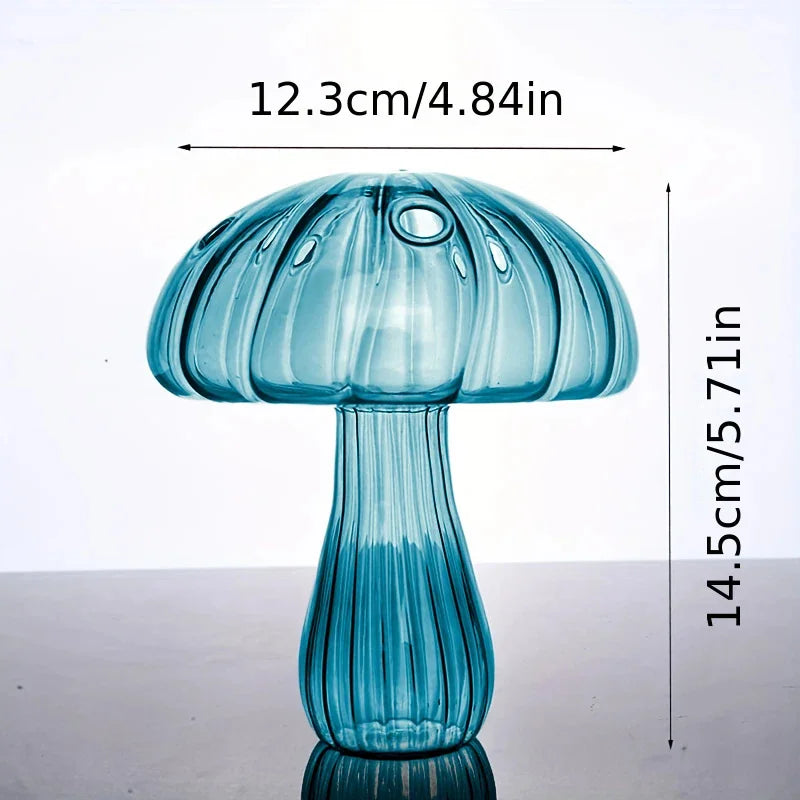 Glass Colorful Mushroom Vase Nordic Style Indoor Home Decor Hydroponic Plant Flower Arrangement Ornament Room Desktop Decoration