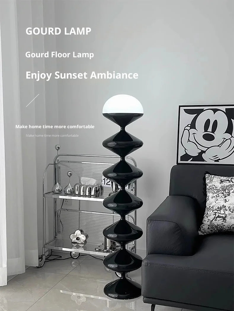 Scandinavian Mid-Century Cream Gourd Floor Lamp Organic Modern for Living Room Bedroom Sofa Ambient Lighting  Floor Lamp LED