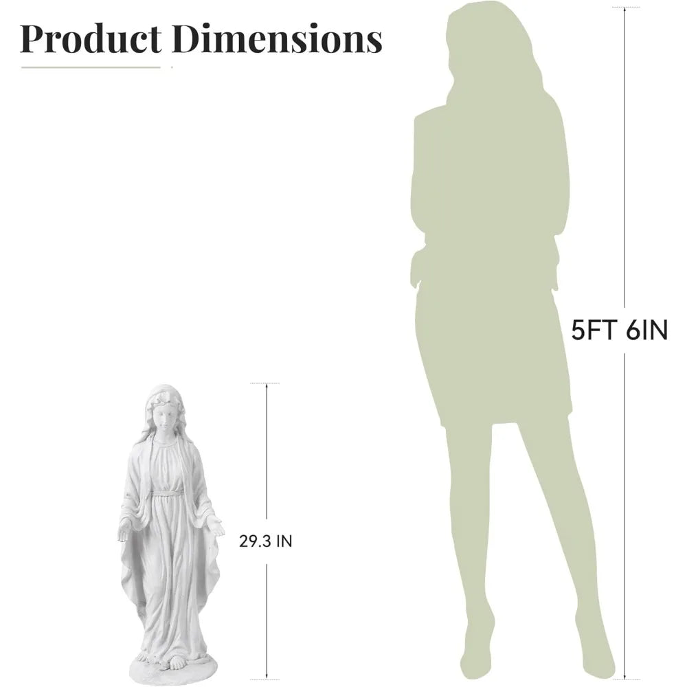 Outdoor Religious Statues: 29.3 Inch Virgin Mary Garden Decor, Catholic Mother Mary Yard Patio Deck Home Blessing