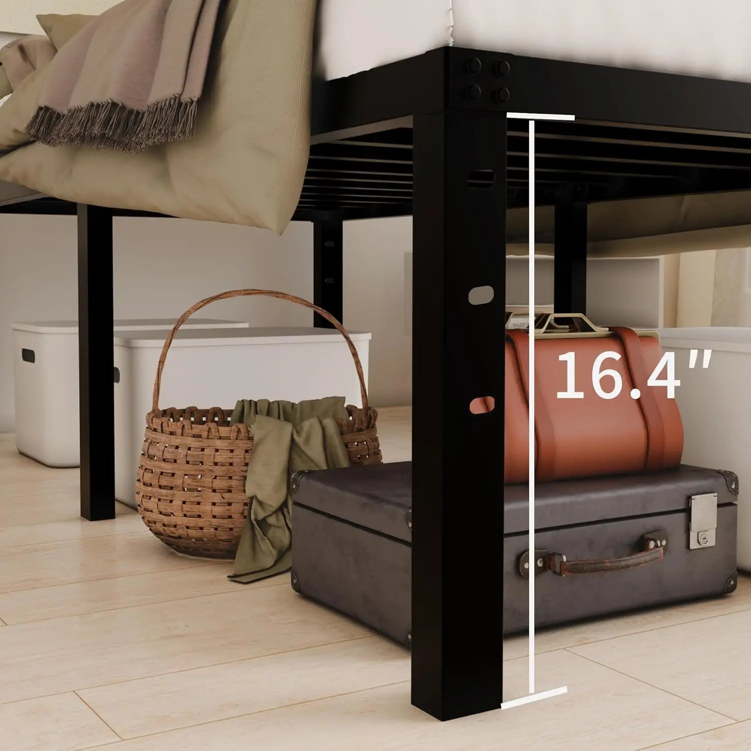 18″ Twin Metal Platform Bed Frame with Storage – Heavy-Duty, Noise-Free Design