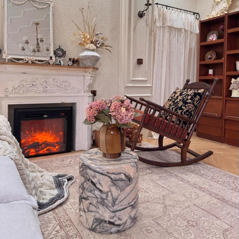 Black White Side Tables Cylindrical Imitate Marble Flowerpot Stand Artistic Coffee Table for Living Room Modern Sofa End Tables