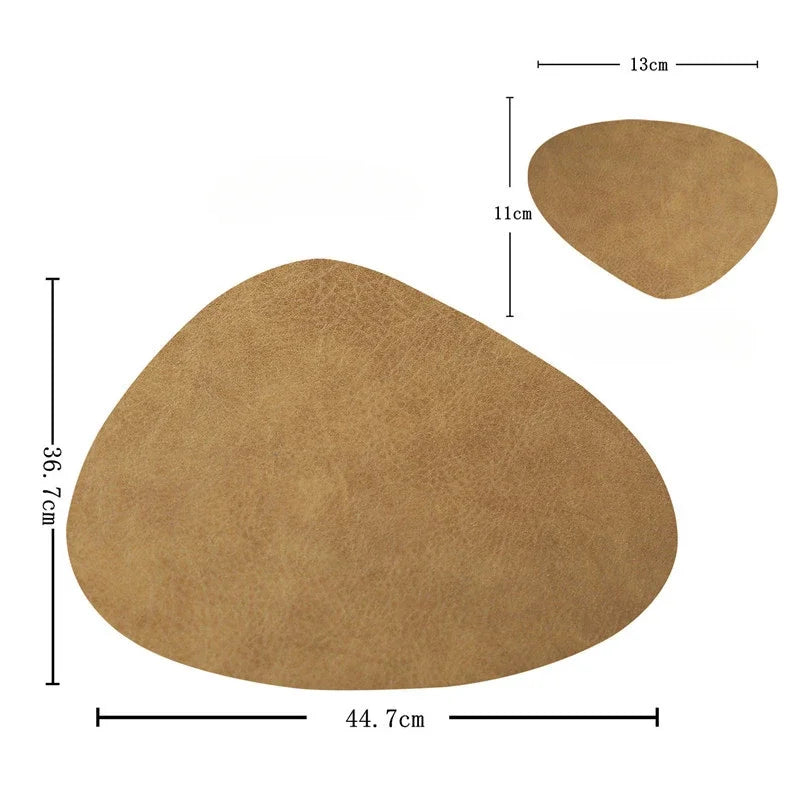 Irregular Shape PU Leather Placemats Set Oil-Proof Waterproof Dual-Sided Place Mats for Kitchen Bistro Tables Bars Coffee Shops