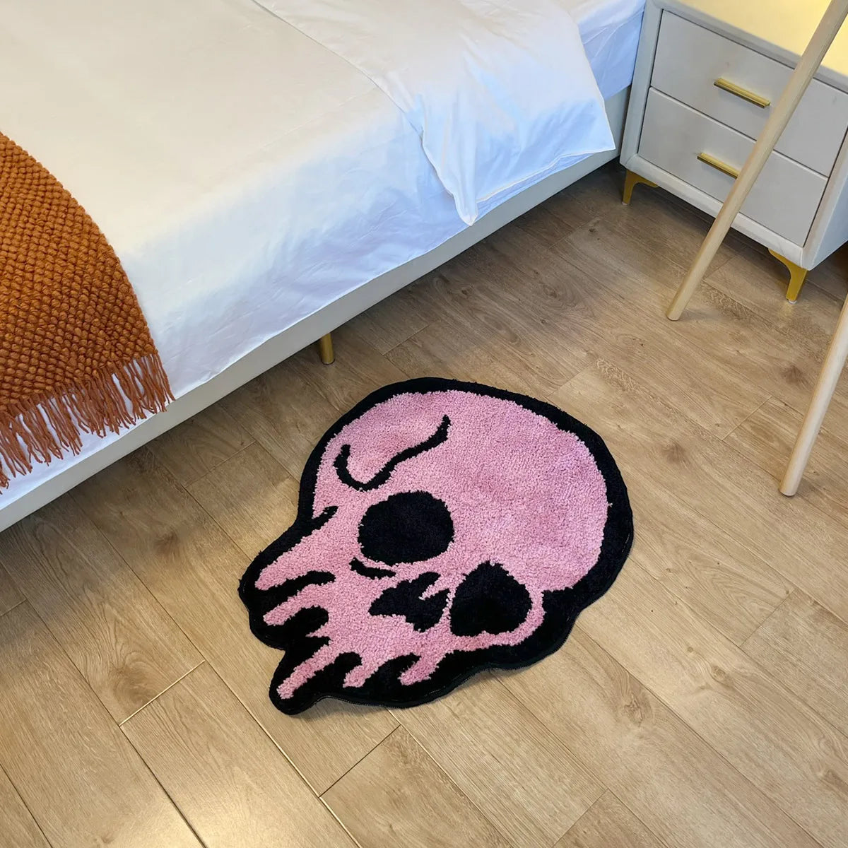 Pink Melted Skull Tufted Rug Hallway Mat Entrance Rug Carpet Area Anti Dust Floor Pad Welcome Doormat Aesthetic Home Art Decor