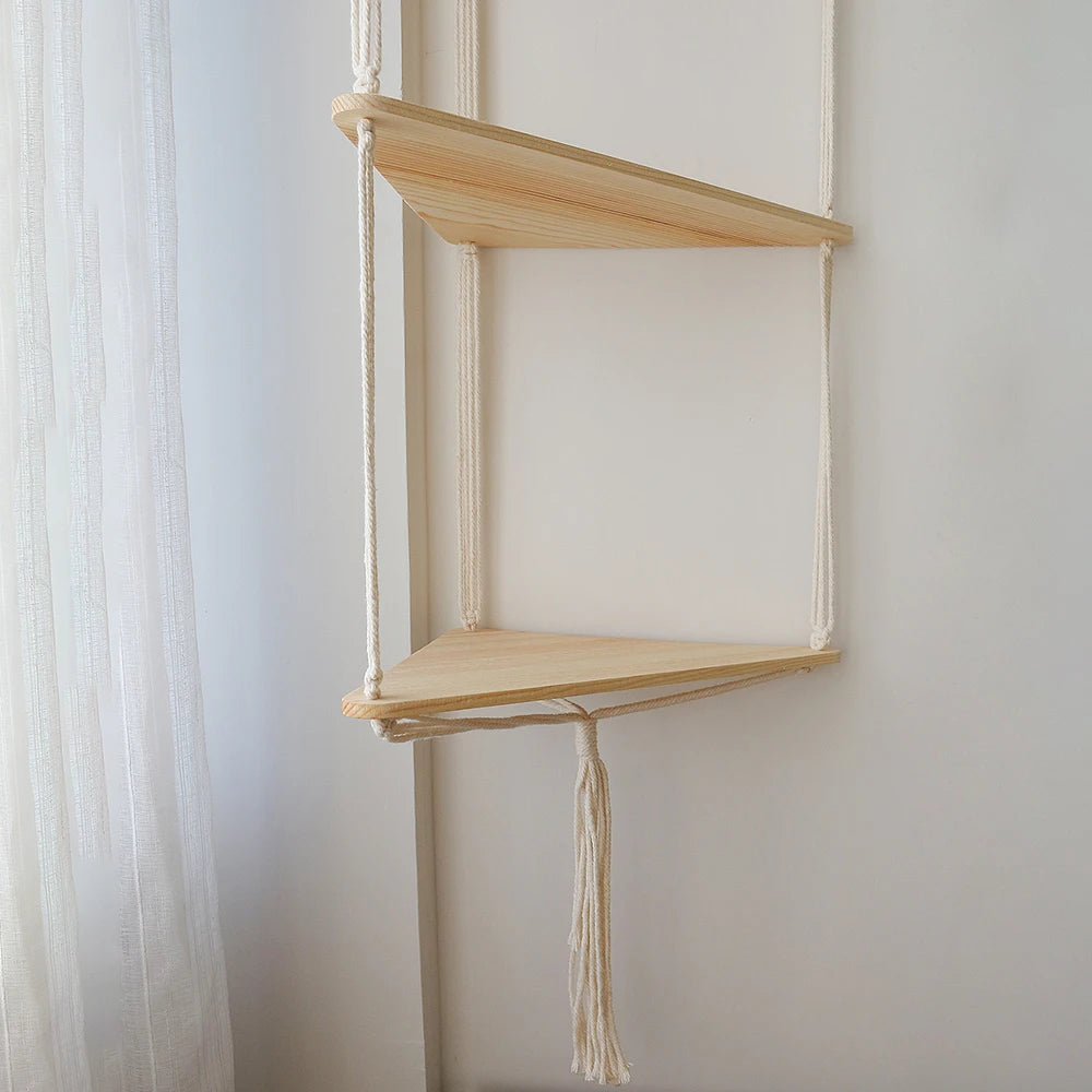 Wood Triangle Floating Corner Shelf – 1 / 2 / 3 Tier