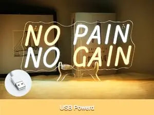 No Pain No Gain Led Neon Sign Text Neon Light for In Modern Gyms Offices Bedrooms Offices Piano Rooms Wall Decor Dimmable USB