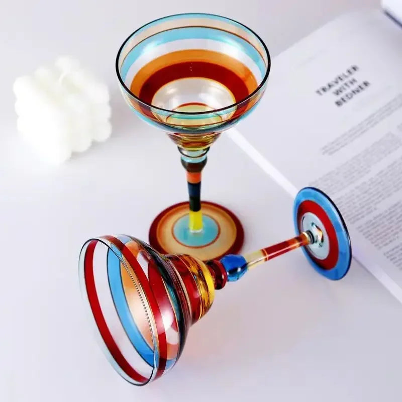 360ml Colorful Margarita Glasses Set Champagne Cocktail Cups Handmade Barware Elegant Home Bar Drinkware Wedding Party