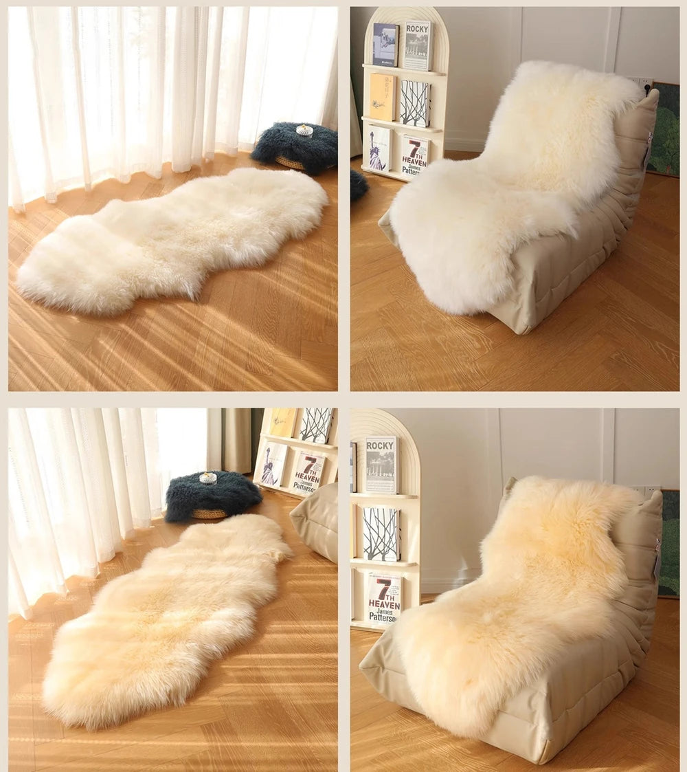 Long Strip Carpet Fluffy Soft Faux Fur Plush Bedroom Bedside Carpets Girl's Room White Home Decoration Rugs Furry Chair Cushion