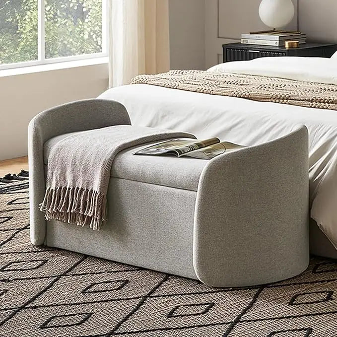 Ottoman Storage Bench – 51″ Curved End-of-Bed & Window Seat