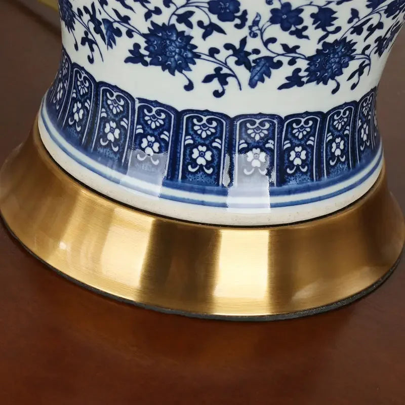 DEBBY Modern Ceramics Table Lamp LED Dimming Chinese Blue And White Porcelain Desk Light for Home Living Room Bedroom