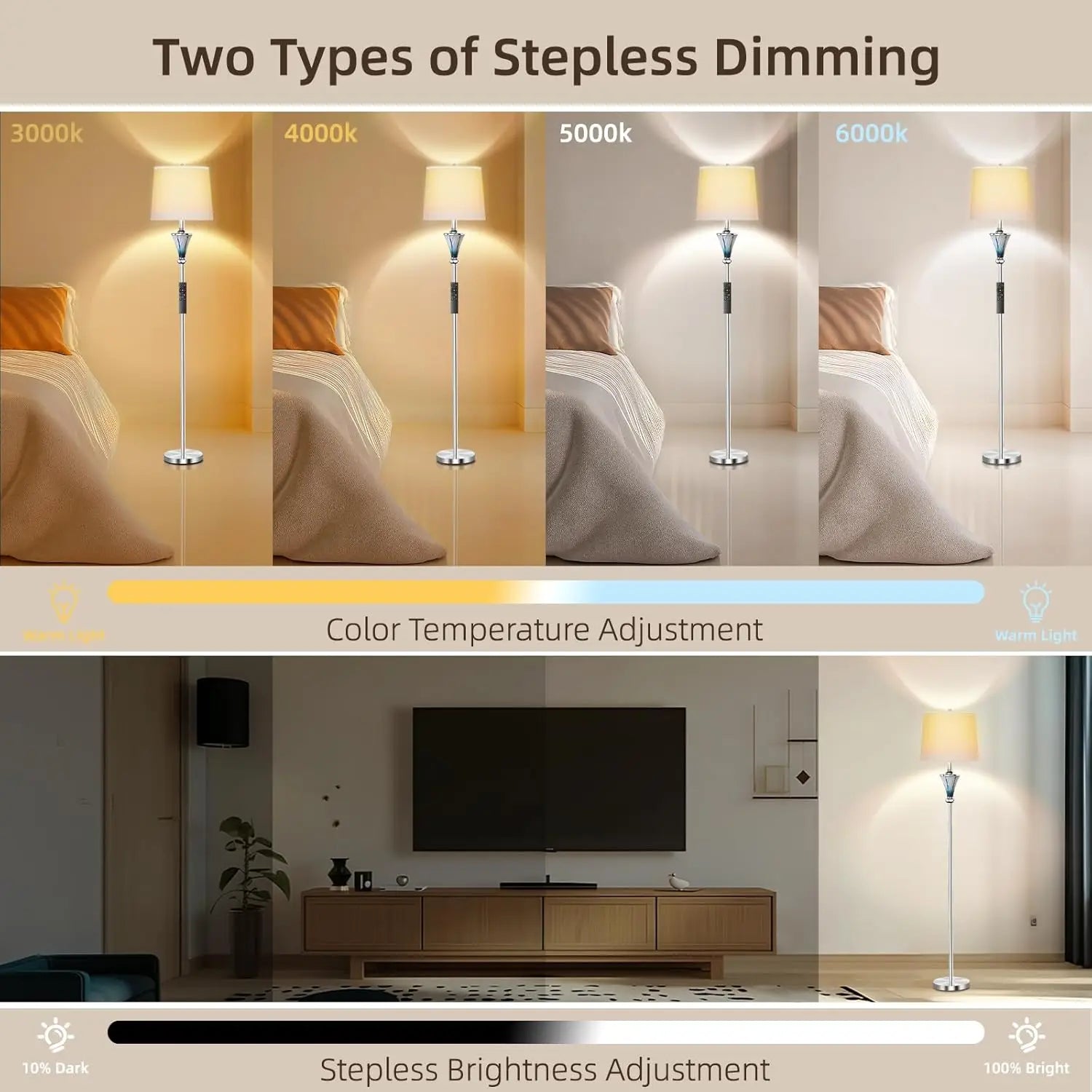 Blue Glass Floor Lamp, Smart Standing Lamp with Remote, Dimmable Color & Brightness, Modern Home Decor