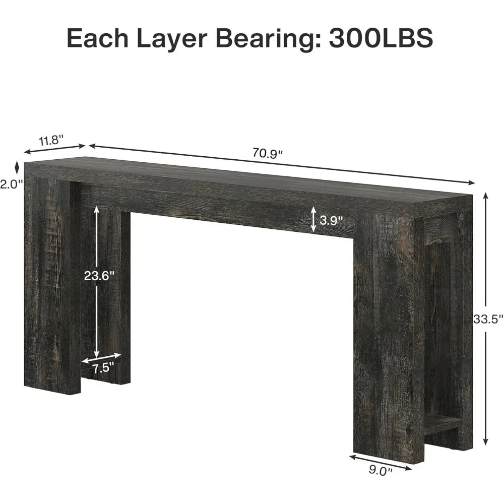 Extra Long Farmhouse Wood Console Table Sofa Table for Living Room Narrow Entryway Accent Table behind Couch