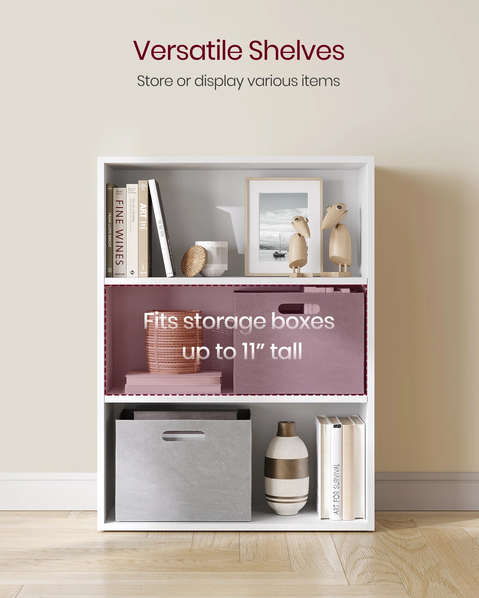 3-Tier Open Bookshelf – Compact Storage Shelf for Living Room