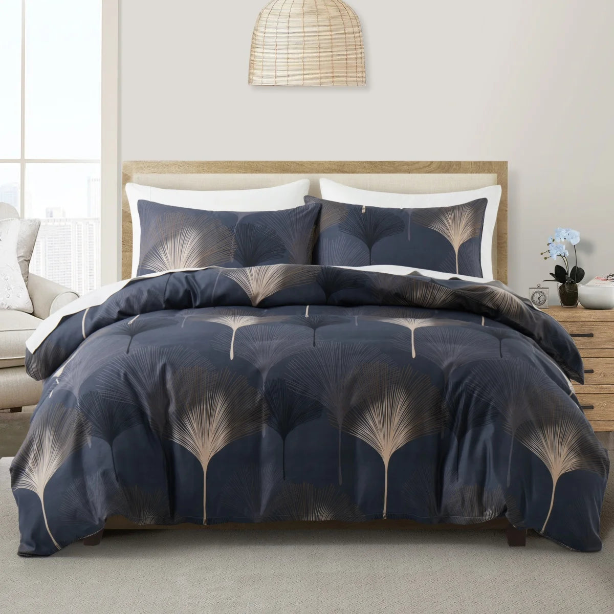 Sage Green Floral Duvet Cover Twin Queen 2/3 Pieces Flower Plum Blossom Bedding Set Reversible Botanical Branch Comforter Cover