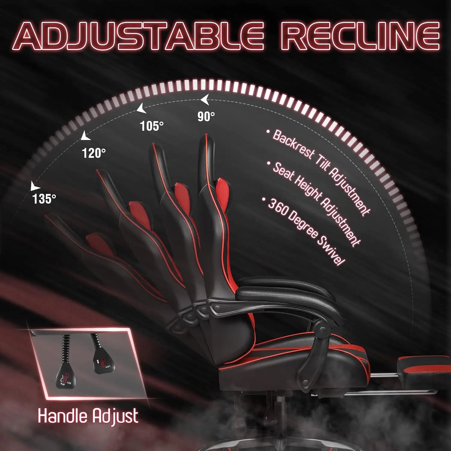 Homall Gaming Chair Video Game Chair Footrest and Massage Lumbar Support Ergonomic Computer Chair Height Adjustable Swivel Seat