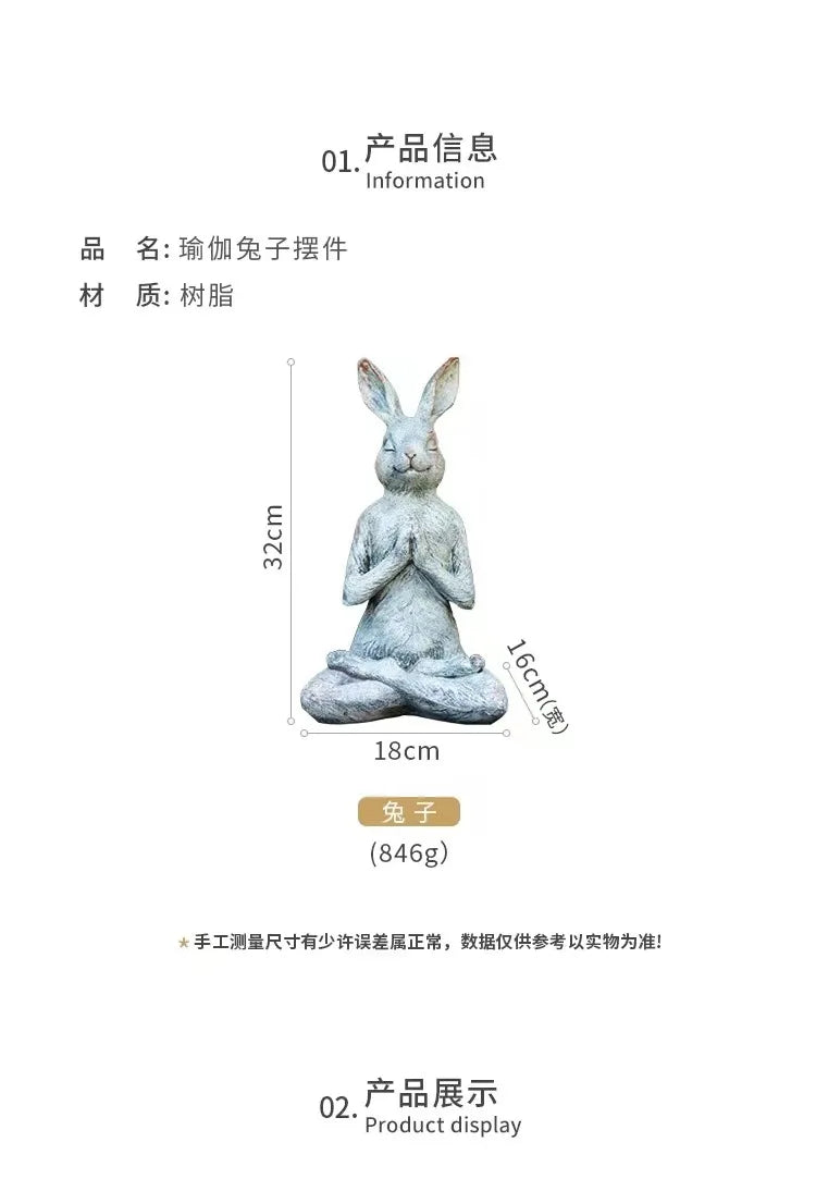 2025 Meditating Zen Rabbit Figurine Garden Statue Custom Resin Bunny Yoga Statue for Home Garden Easter Decoration