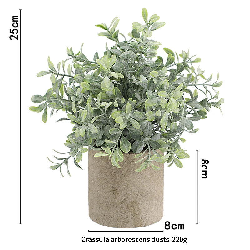 Artificial Plant Potted Eucalyptus Plant Small Fake Flower Bonsai With Pot Mini Plant Desktop Office Home Restaurant Decoration