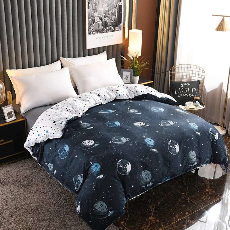 1Pc Ins Style Aloe Vera Cotton Quilt Cover Set Pillowcase Suitable for Bedroom Apartment, Suitable for All Seasons, Skin-Friendly and Comfortable 150/180/200cm(1Pc Quilt Cover + 2Pc Pillowcase)